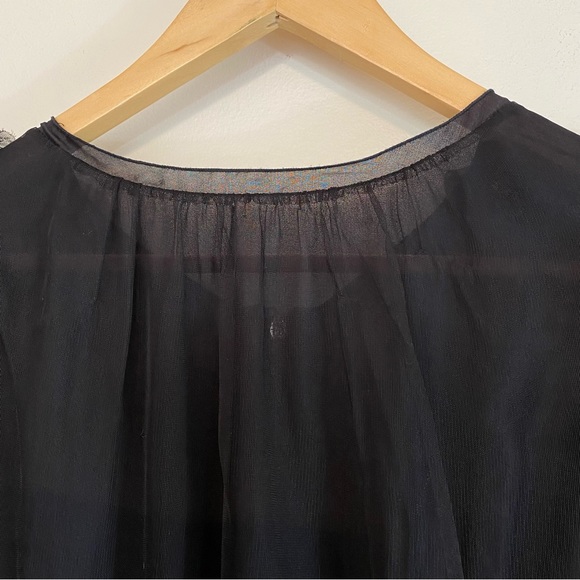 Dolce & Gabbana 100% Silk Black Midi with Ruffled Capped Sleeves size 44 - Picture 4 of 17